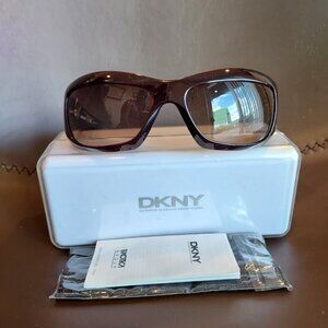 DKNY DY4045 Thick Brown Oval UV Protection Womens Sunglasses 62-17-120 W/ Case